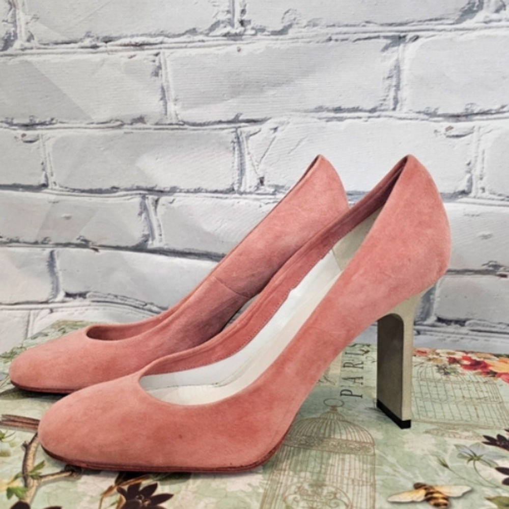 Pierre Hardy Pink Suede French Faux Metal Girder Industrial Heels
